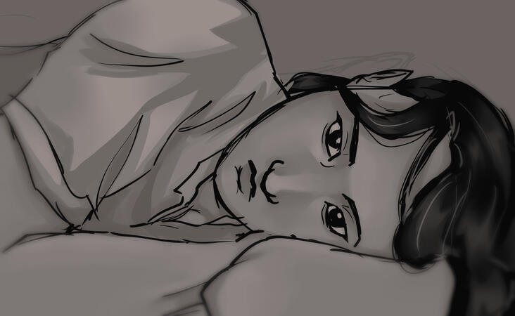 Redraw of a Caitlyn and Vi scene with two original characters